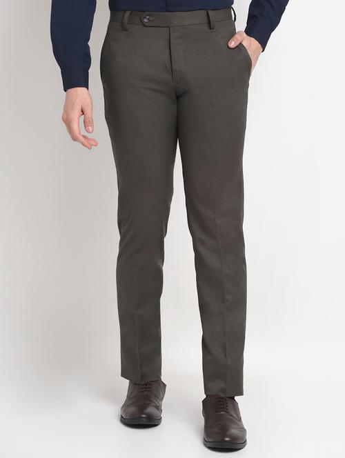 grey solid formal trouser - 18145028 - Very Small Image - 1