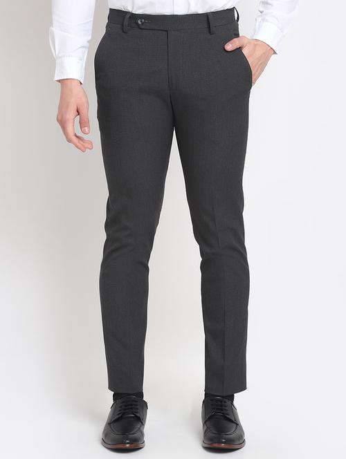 charcoal-grey textured formal trouser - 18145035 - Very Small Image - 1
