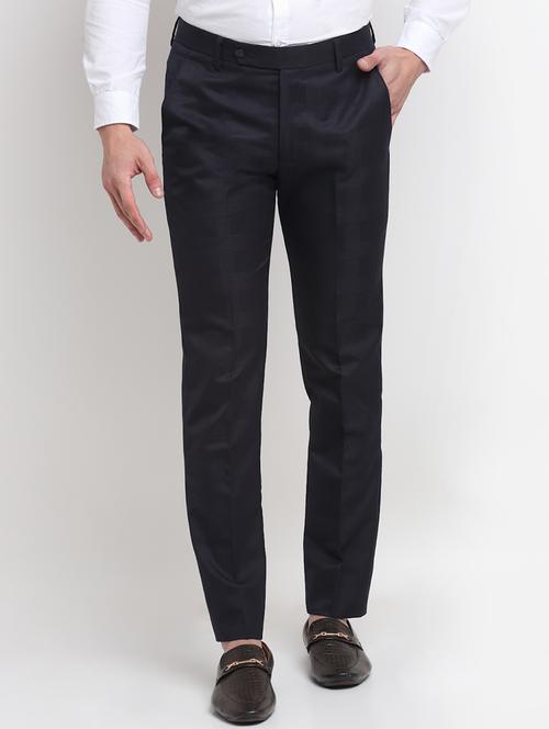dark blue self-designed formal trouser - 18145050 - Very Small Image - 1