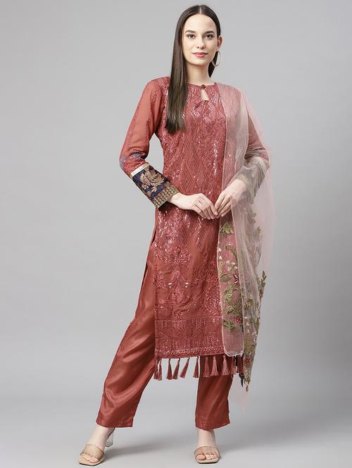 embroidered unstitched suit set - 18145255 - Very Small Image - 1