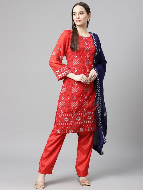 embroidered unstitched suit set - 18145259 - Very Small Image - 1