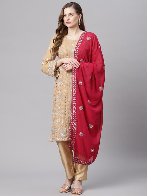 embroidered unstitched suit set - 18145260 - Very Small Image - 1