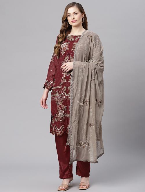 embroidered unstitched suit set - 18145264 - Very Small Image - 1
