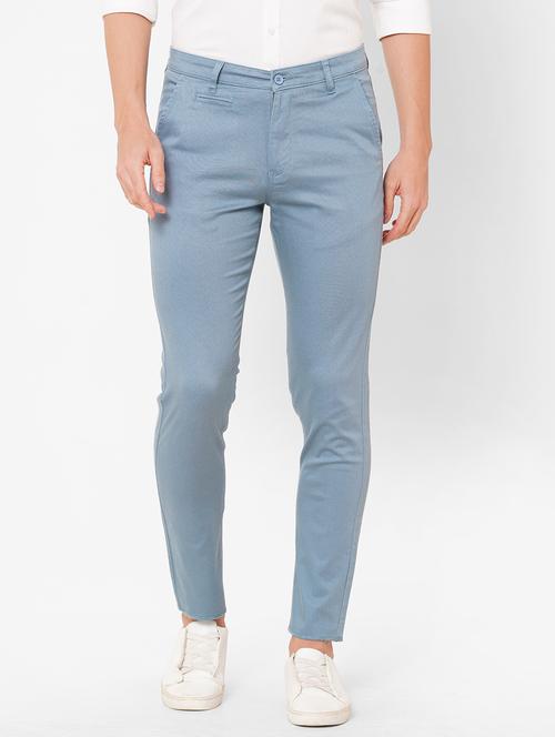 blue solid chinos casual trouser - 18145450 - Very Small Image - 1