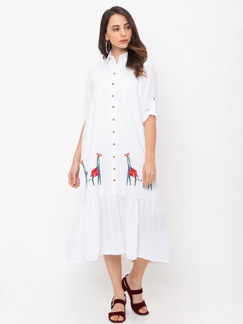 white georgette aline dress - 18146731 - Very Small Image - 1