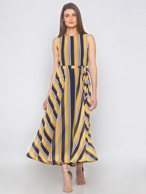yellow georgette dress - 18146732 - Very Small Image - 1