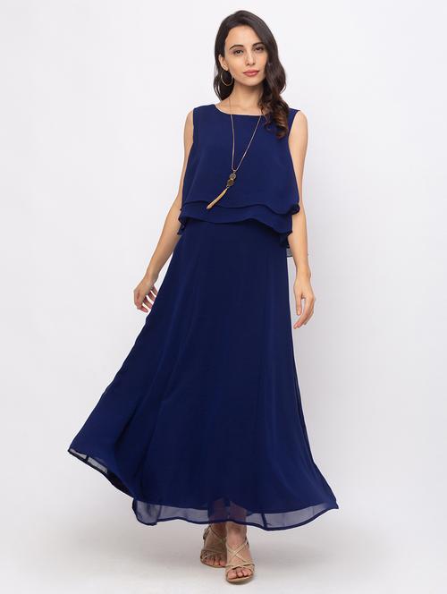 round neck layered maxi dress - 18146764 - Very Small Image - 1