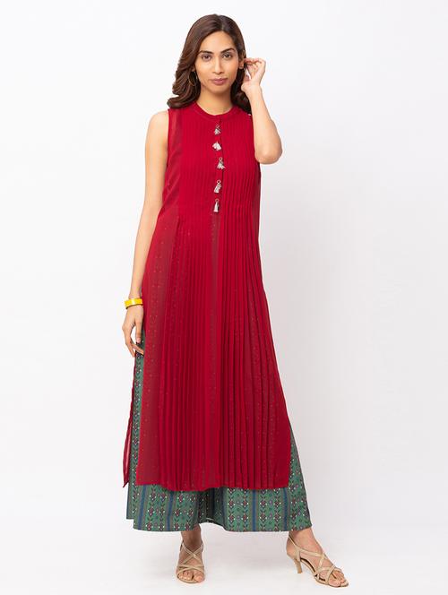 maroon georgette straight top - 18146856 - Very Small Image - 1