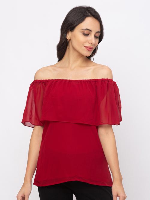 off shoulder solid top - 18146884 - Very Small Image - 1