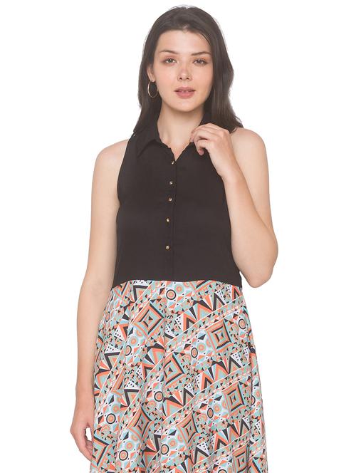 multi colored cotton fit & flare dress - 18146902 - Very Small Image - 1