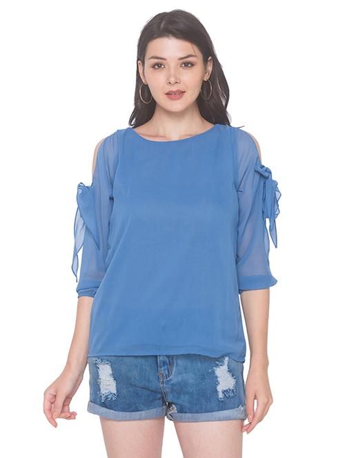 blue georgette regular top - 18146966 - Very Small Image - 1