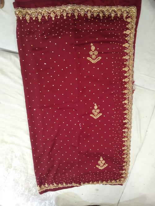 maroon geogratte saree - 18150655 - Very Small Image - 1