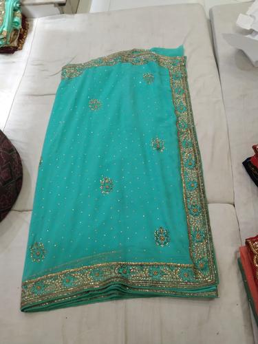 sky blue georgette saree - 18150704 - Very Small Image - 1