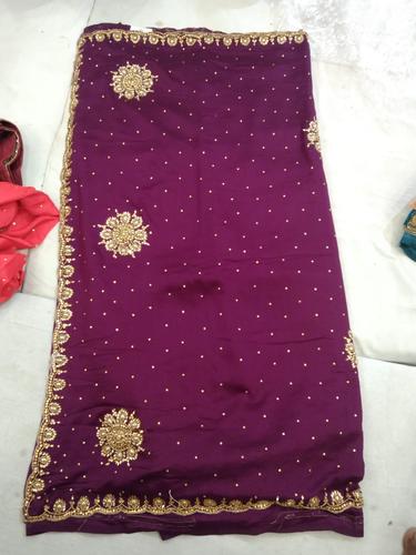 purple georgette saree - 18151011 - Very Small Image - 1