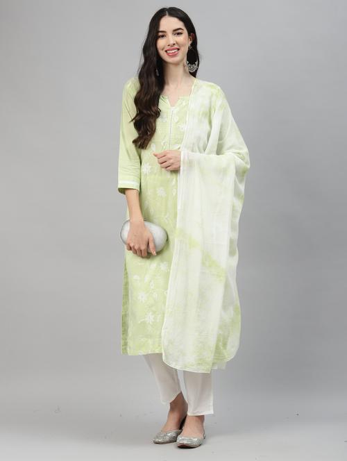 green rayon kurta pant set - 18151188 - Very Small Image - 1