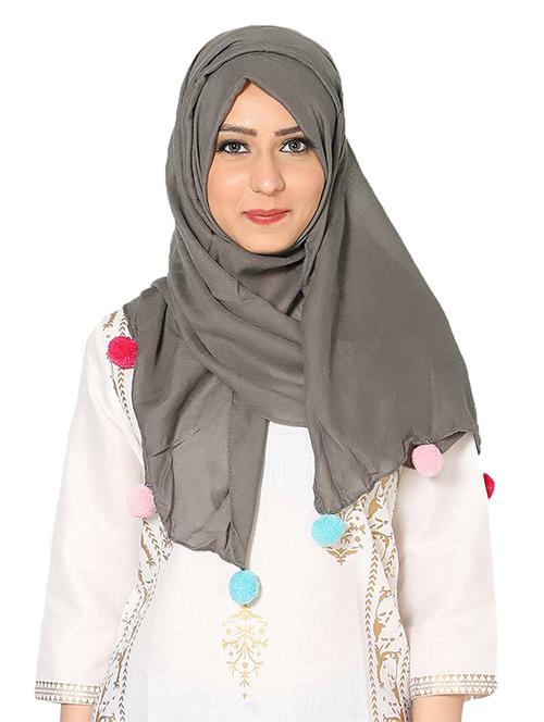 grey cotton stole - 18151780 - Very Small Image - 1