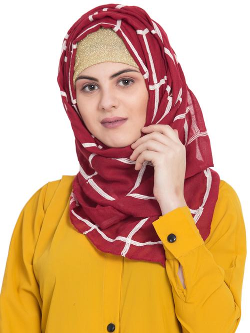 red cotton stole - 18151830 - Very Small Image - 1