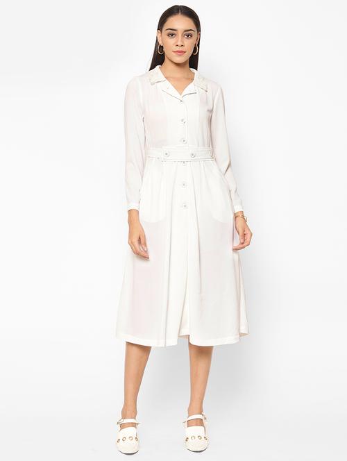 belted solid shirt dress - 18151897 - Very Small Image - 1