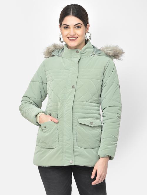 green solid quilted & padded jacket - 18152188 - Very Small Image - 1