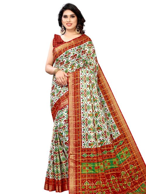 ethnic motifs patola saree with blouse - 18153007 - Very Small Image - 1