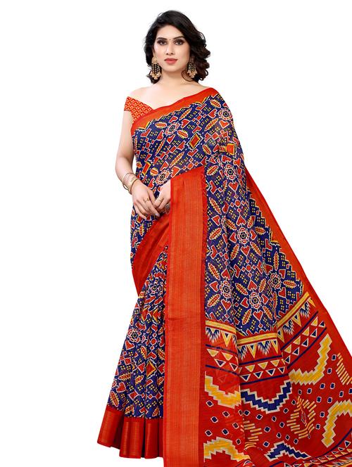 ethnic motifs patola saree with blouse - 18153012 - Very Small Image - 1