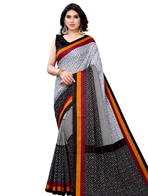geometric printed saree with blouse - 18153020 - Very Small Image - 1