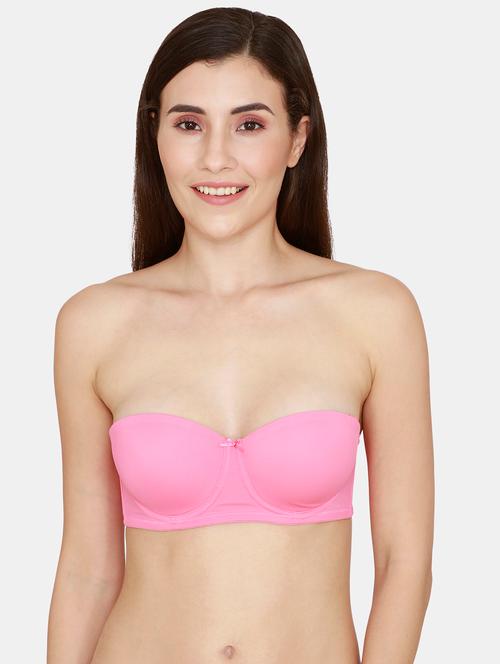 pink color nylon balconette bra - 18153047 - Very Small Image - 1