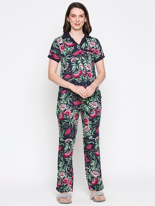 multi colored viscose pyjama set nightwear - 18153086 - Very Small Image - 1