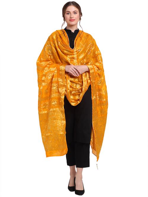 yellow silk blend dupatta - 18153240 - Very Small Image - 1