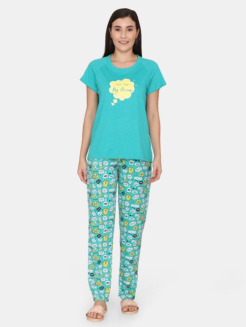 blue printed nightwear set - 18154018 - Very Small Image - 1