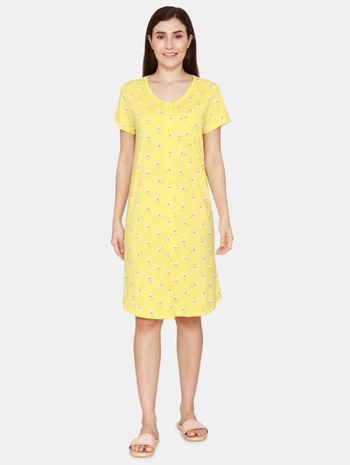 yellow printed sleepshirts & nighty - 18154947 - Very Small Image - 1