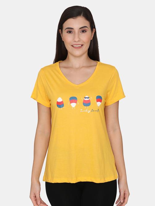 yellow printed regular tee - 18154978 - Very Small Image - 1