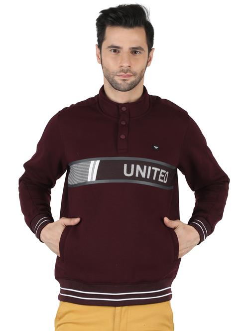 maroon chest-printed sweatshirt - 18155063 - Very Small Image - 1