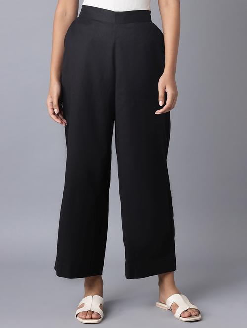 black solid straight palazzo - 18157525 - Very Small Image - 1