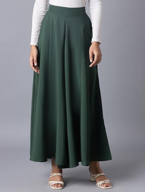 green solid flared palazzo - 18157536 - Very Small Image - 1