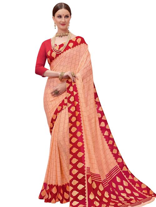 foil printed saree with blouse - 18157629 - Very Small Image - 1