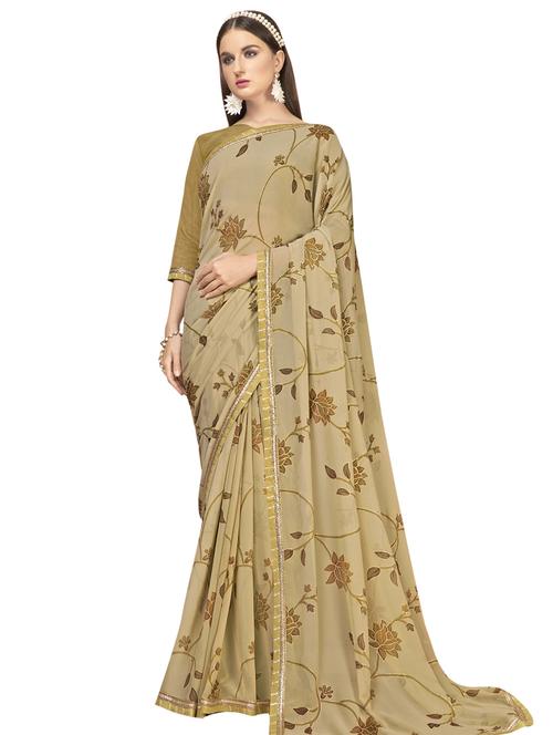 floral printed saree with blouse - 18157737 - Very Small Image - 1