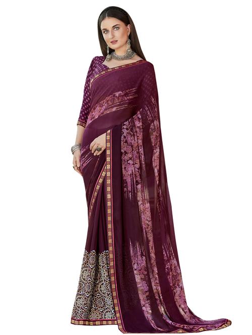 abstract printed saree with blouse - 18157758 - Very Small Image - 1