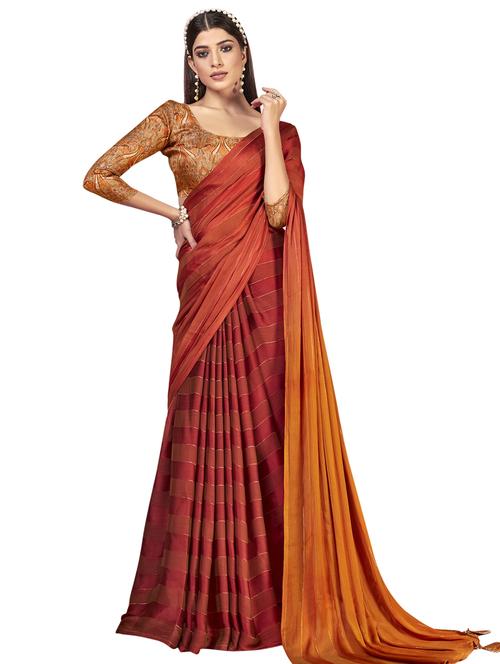 tassel detailed striped saree with blouse - 18157774 - Very Small Image - 1