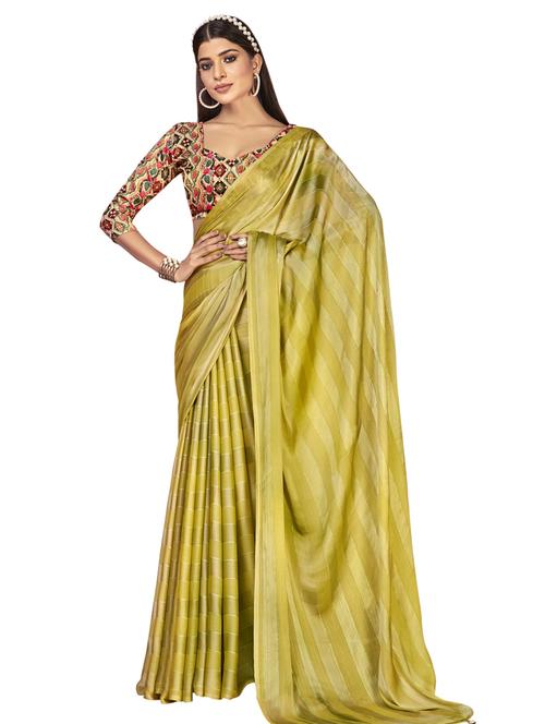 tassel detailed striped saree with blouse - 18157775 - Very Small Image - 1