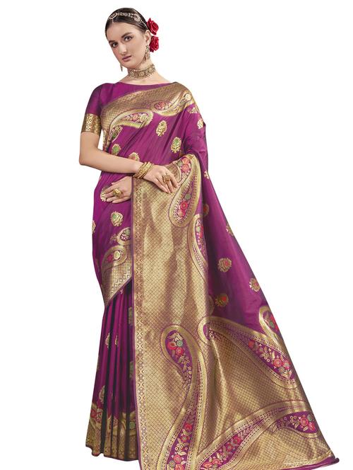 jacquard work woven saree with blouse - 18157829 - Very Small Image - 1
