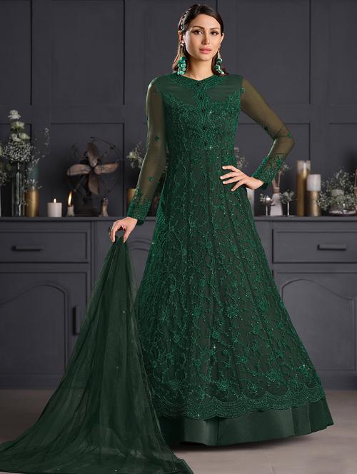 green net semistitched suit - 18158232 - Very Small Image - 1