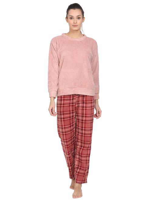 pink solid nightwear pyjama set - 18158945 - Very Small Image - 1