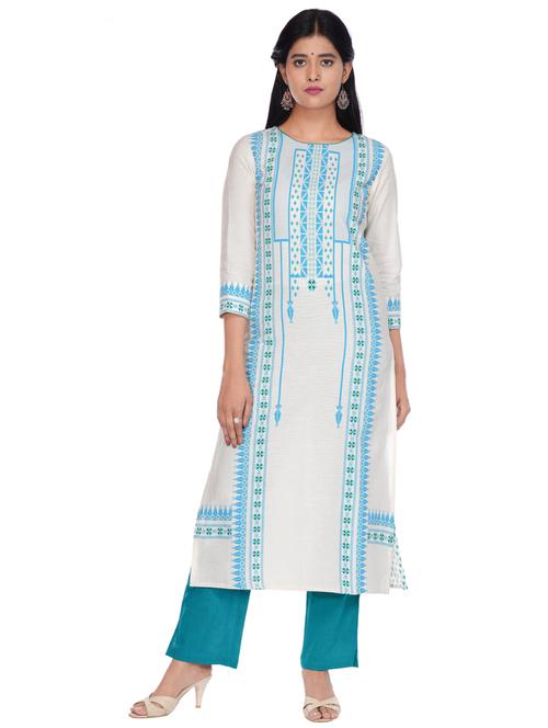 off-white printed straight kurta - 18161003 - Very Small Image - 1