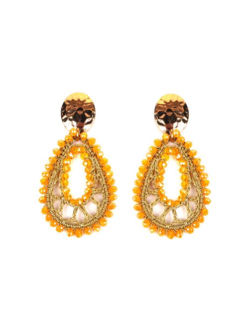 yellow metal drop earring - 18163117 - Very Small Image - 1