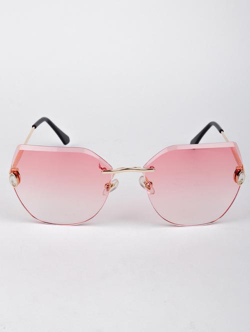 minimalistic pink shaded rim-less flared sunglasses - 18163198 - Very Small Image - 1