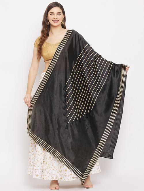 black silk blend dupatta - 18163366 - Very Small Image - 1