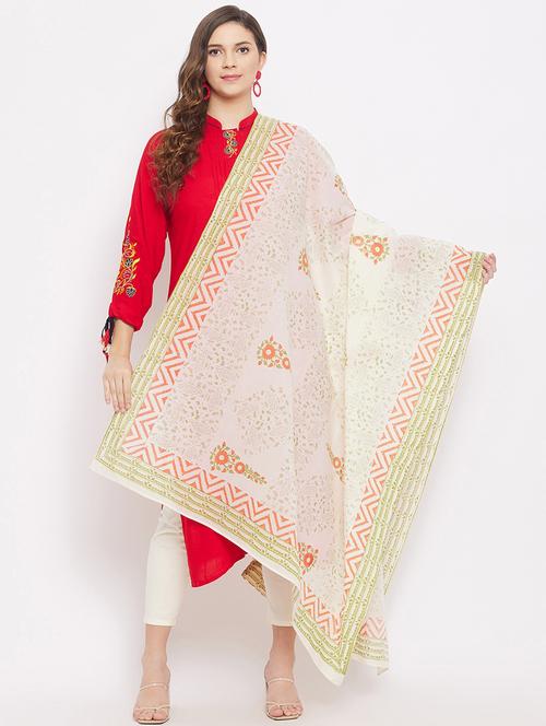 offwhite cotton dupatta - 18163417 - Very Small Image - 1