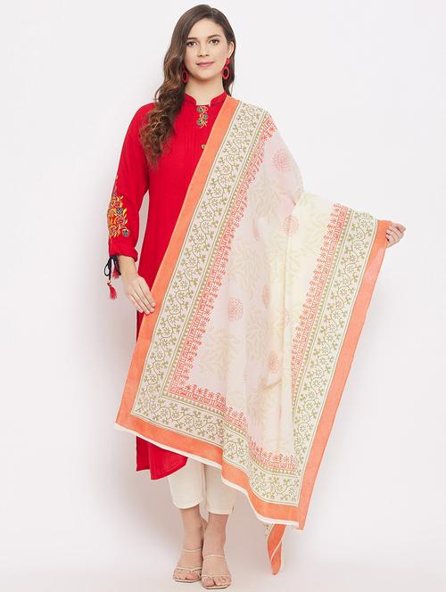 offwhite cotton dupatta - 18163420 - Very Small Image - 1