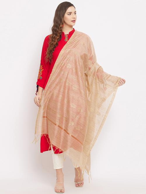 beige silk blend dupatta - 18163427 - Very Small Image - 1